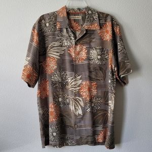 Tommy Bahama Silk Button Up Vacation Hawaiian Shirt Tropical Short Sleeve Floral